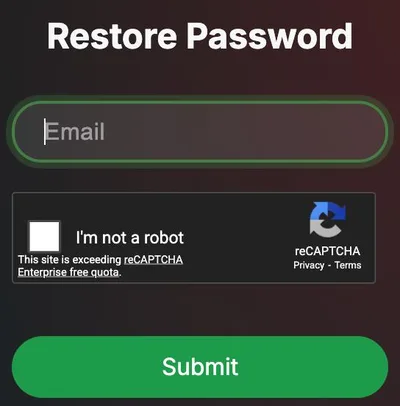 Stripchat Forgot Password form with email field