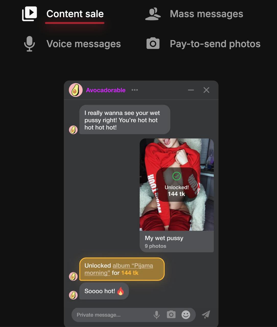stripchat content sale feature