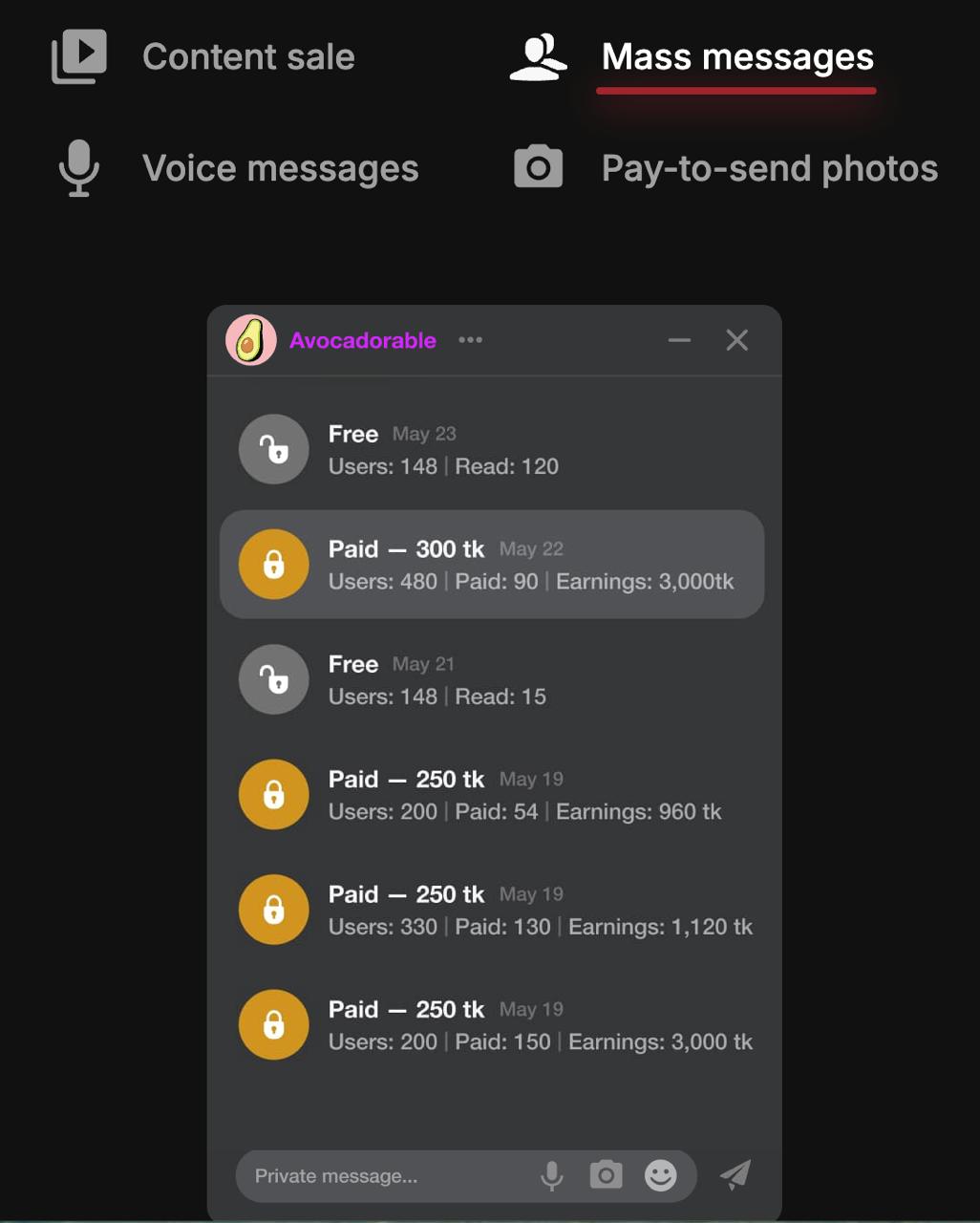 stripchat mass messages feature