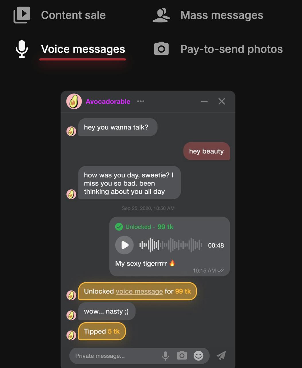 stripchat voice messages feature
